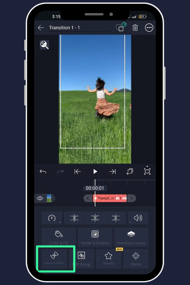 Tap on Move And Transform