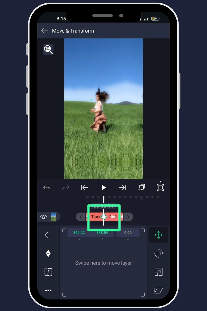 Set Ending Keyframe in timeline.